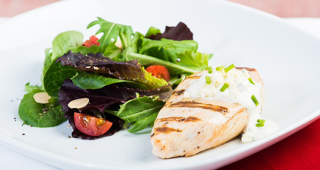 Grilled Chicken Breasts with Blue Cheese Sauce image